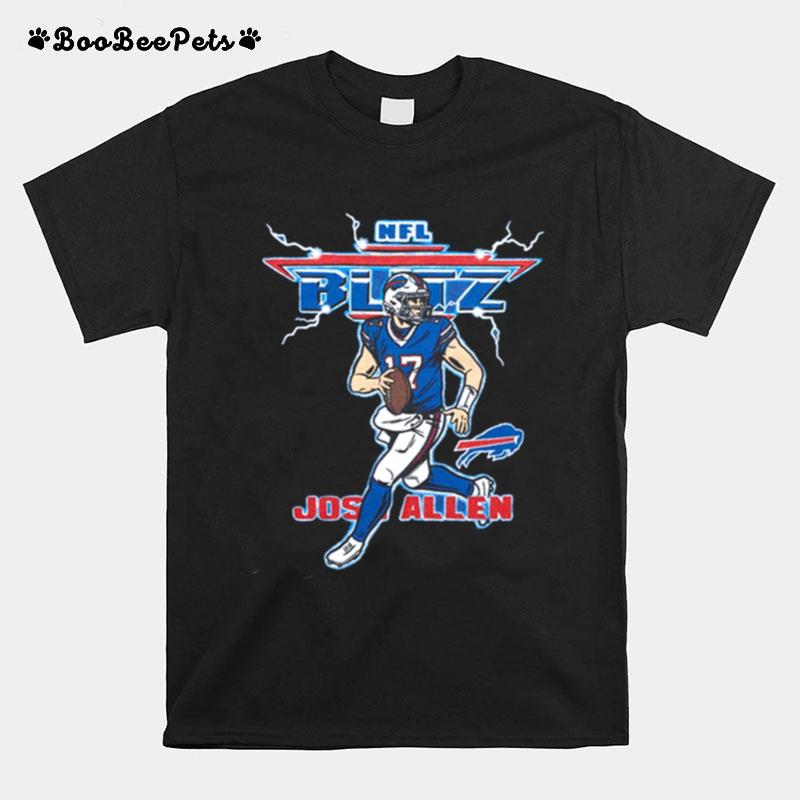 Josh Allen Nfl Blitz Buffalo Bills Lighting Retro T-Shirt