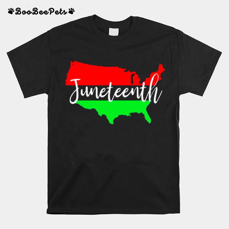 Juneteenth Celebrate Black Freedom Usa Map Black History T-Shirt