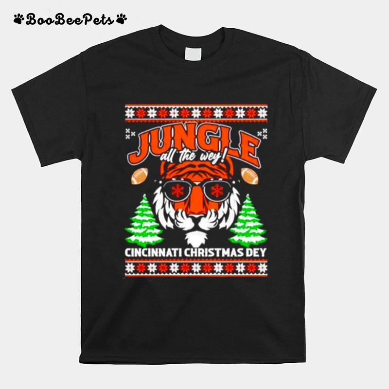 Jungle All The Way Cincinnati Christmas Dey Cincinnati Bengals Ugly Christmas T-Shirt