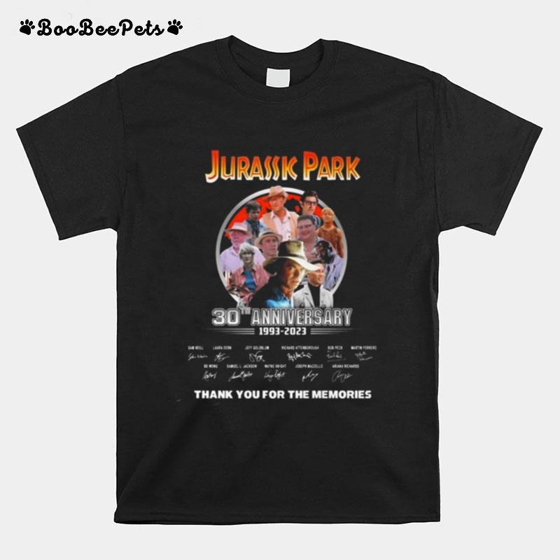 Jurassic Park 30Th Anniversary 1993 %E2%80%93 2023 Thank You For The Memories Signatures T-Shirt