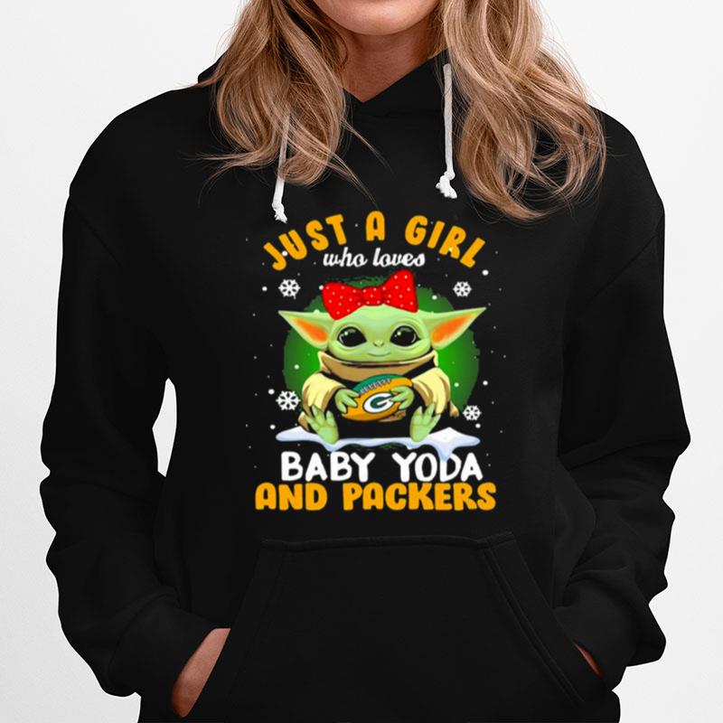 Just A Girl Who Love Baby Yoda And Packers Green Bay Football Ribbon Red Hoodie