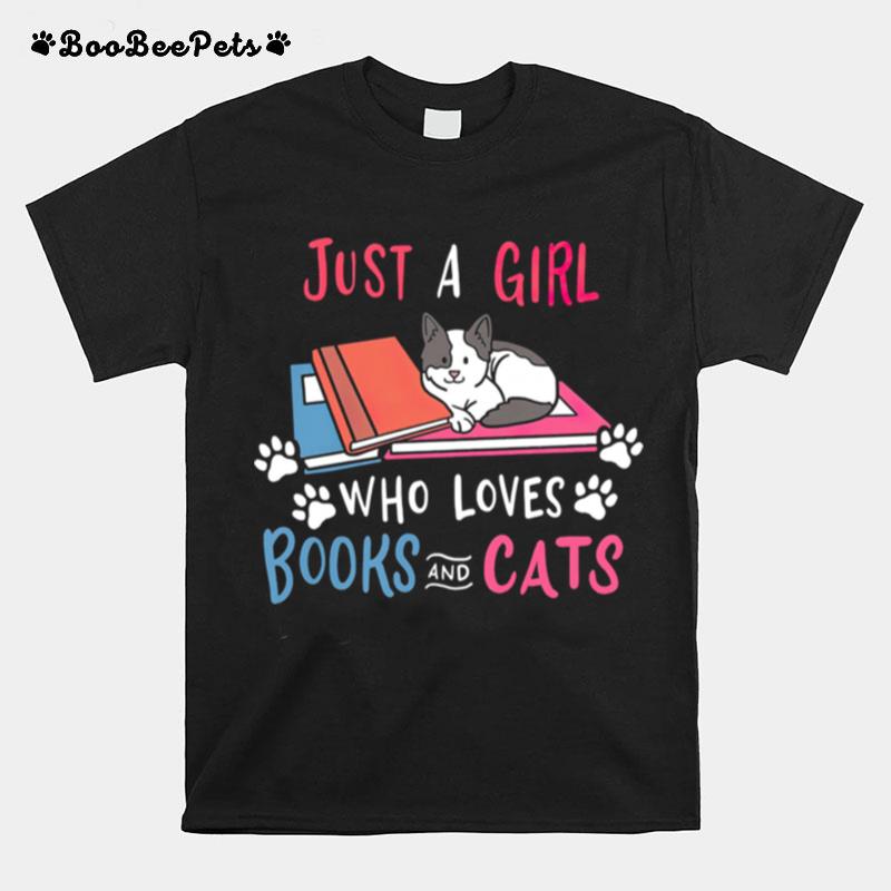 Just A Girl Who Loves Books And Cats T-Shirt