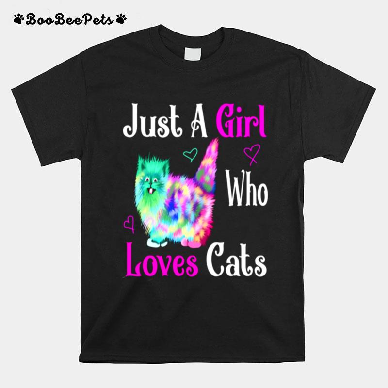 Just A Girl Who Loves Cats Colorful Cat Cat T-Shirt
