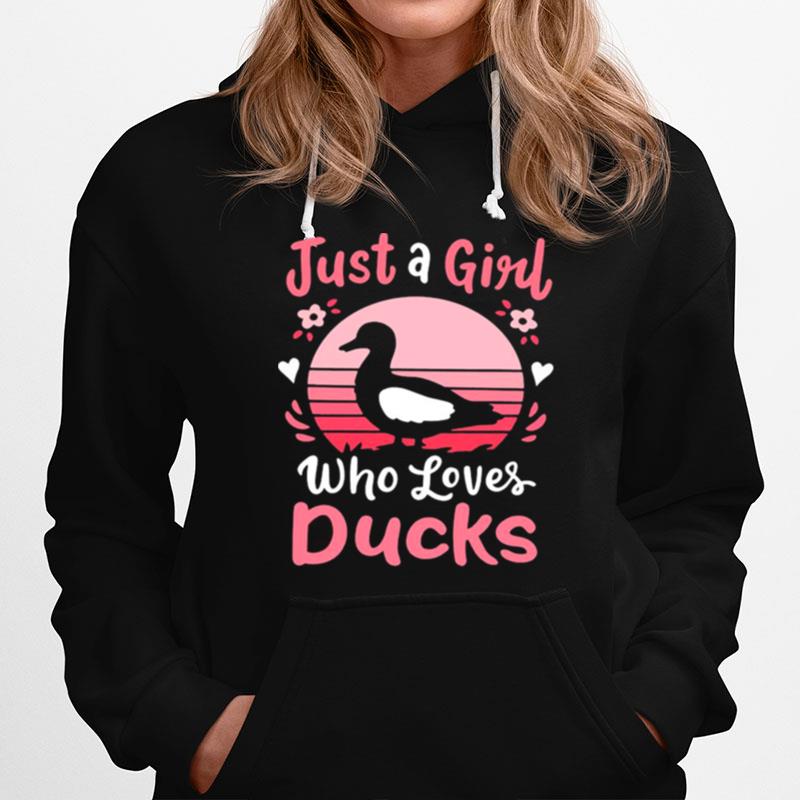 Just A Girl Who Loves Ducks Retro Sunset Hoodie