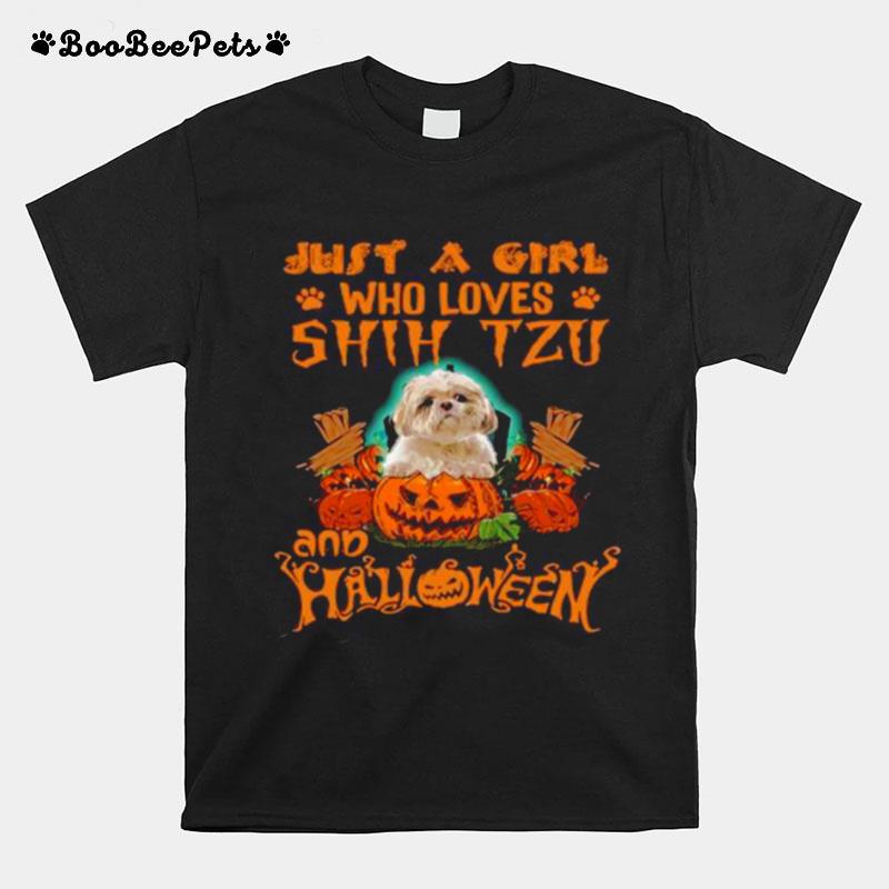 Just A Girl Who Loves Shih Tzu And Halloween T-Shirt