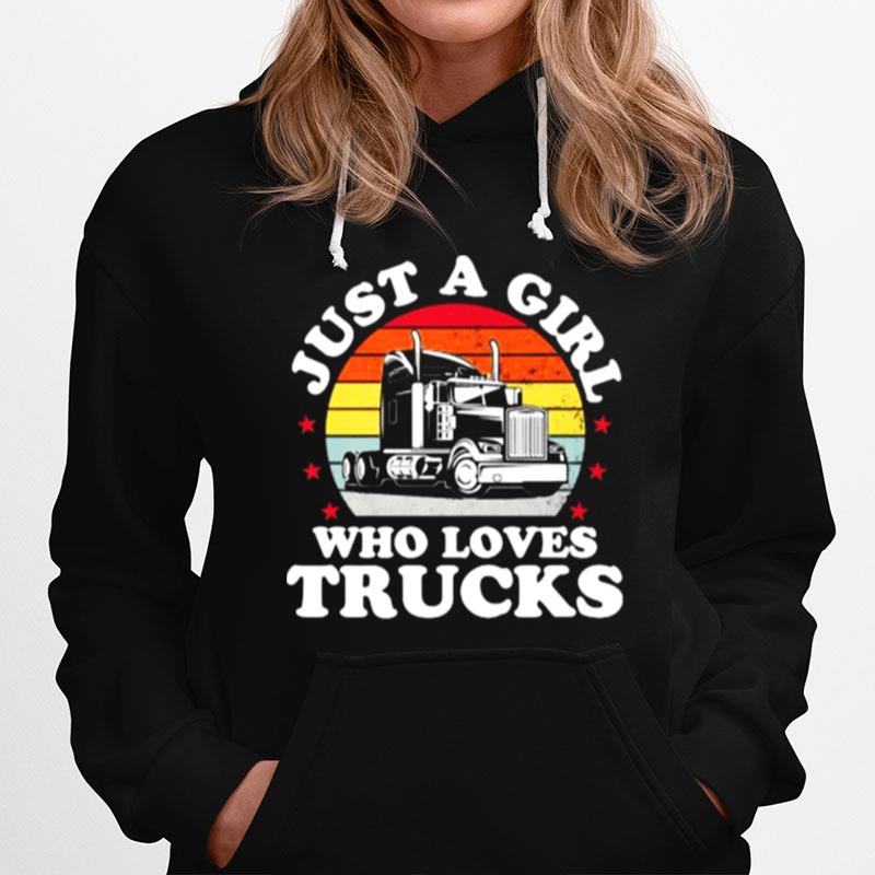 Just A Girl Who Loves Trucks Vintage Hoodie