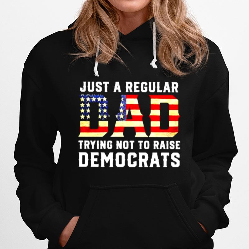 Just A Regular Dad Trying Not To Raise Democrats American Flag Hoodie