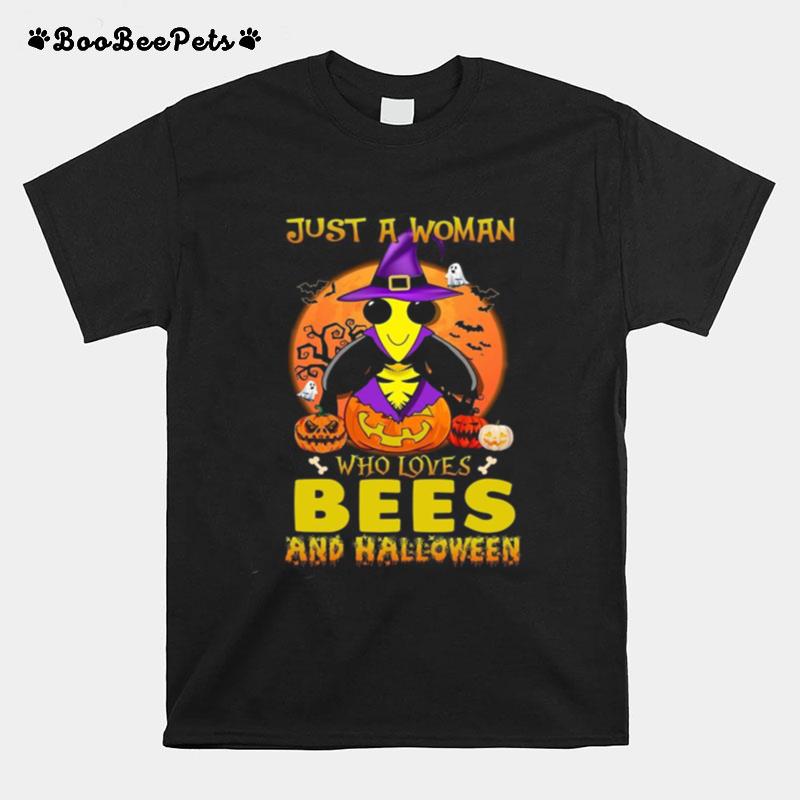 Just A Woman Who Loves Bees And Halloween T-Shirt