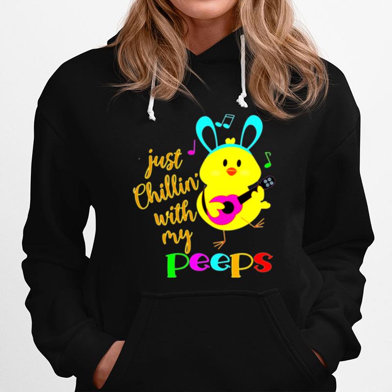 Just Chillinwith My Peeps Costume Easter Bunny Egg Hoodie