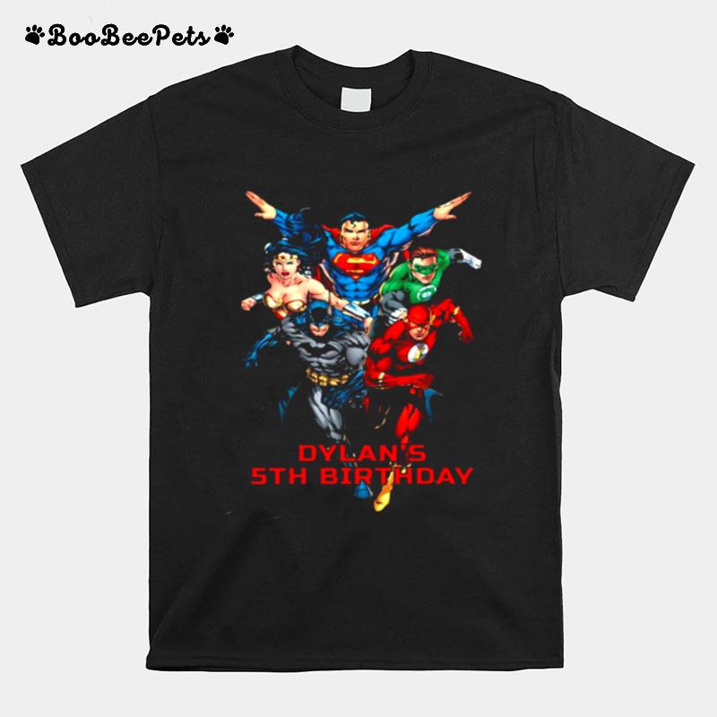 Justice League Birthday Dylans 5Th Birthday T-Shirt
