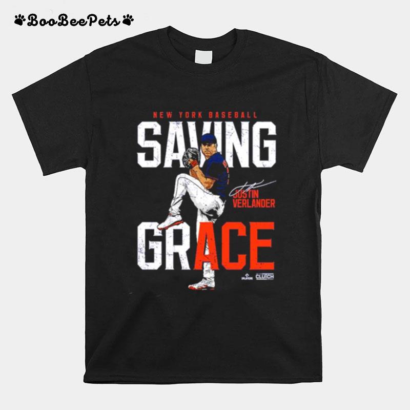 Justin Verlander Saving Grace New York Baseball Signatures Copy T-Shirt