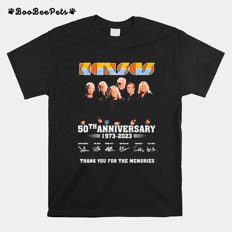 Kansas 50Th Anniversary 1973 %E2%80%93 2023 Thank You For The Memories Signatures T-Shirt