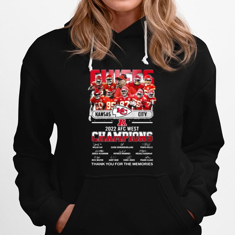 Kansas City Chiefs 2022 Afc West Champions Signatures Players Thank You For The Memories Hoodie