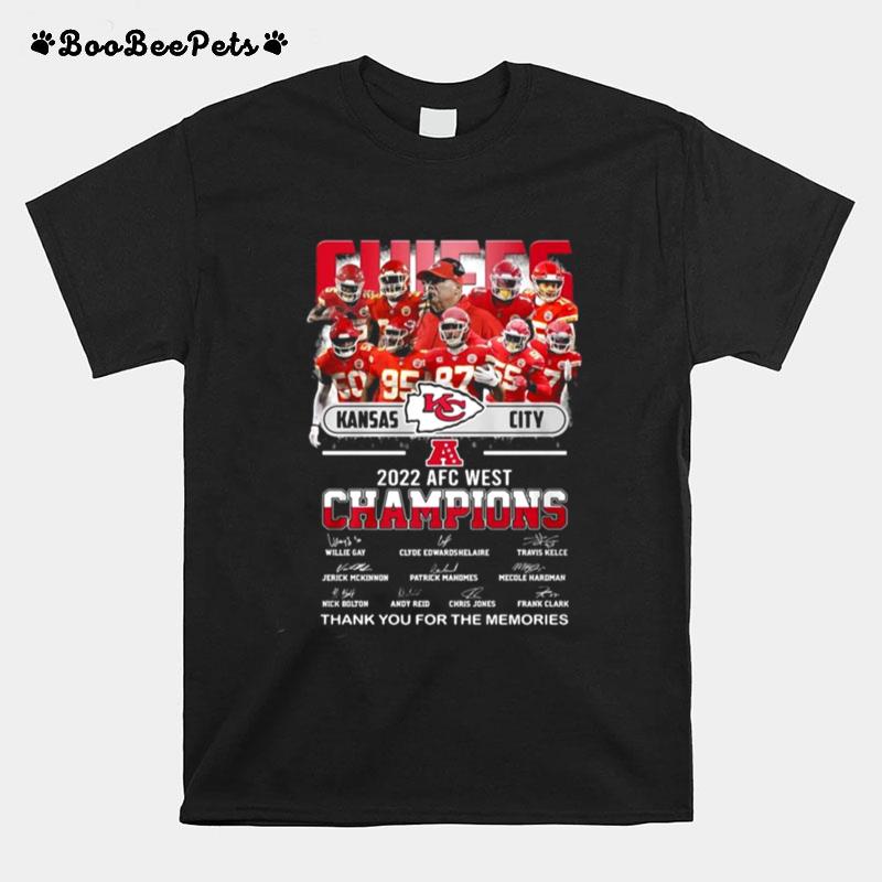Kansas City Chiefs 2022 Afc West Champions Signatures Players Thank You For The Memories T-Shirt