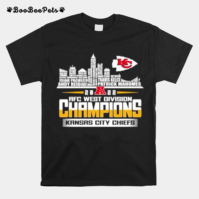 Kansas City Chiefs 2022 Afc West Division Champions Players Name Skyline T-Shirt