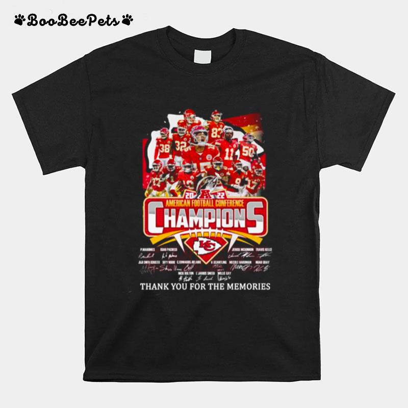 Kansas City Chiefs 22022 Afc Champions Thank You For The Memories Signatures T-Shirt