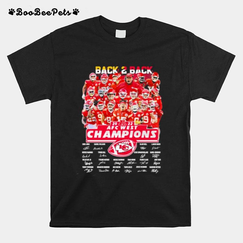 Kansas City Chiefs Back To Back 2022 Afc West Champions Signatures T-Shirt