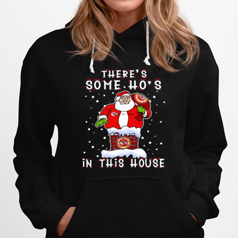 Kansas City Chiefs Christmas There Is Some Hos In This House Santa Stuck In The Chimney Nfl Youth Hoodie