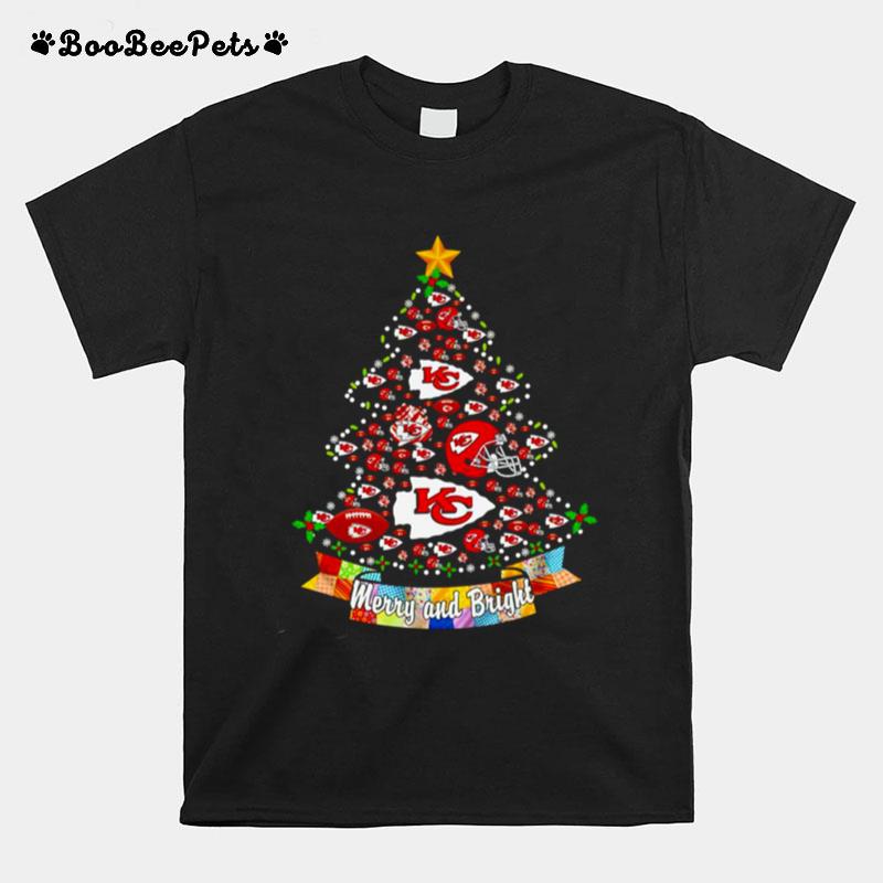 Kansas City Chiefs Christmas Tree Merry And Bright T-Shirt