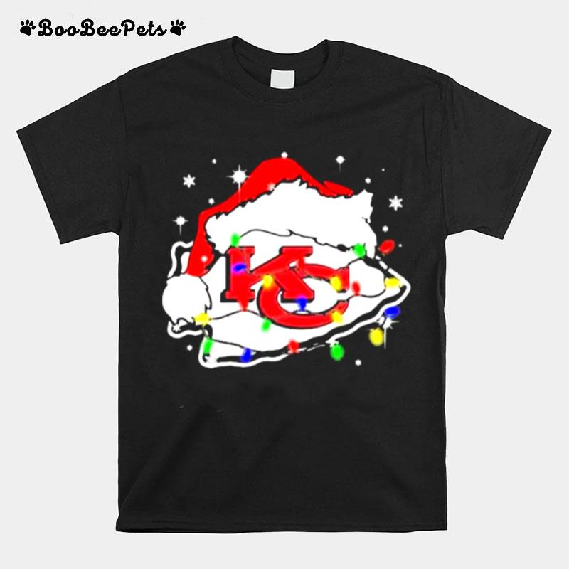 Kansas City Chiefs Logo Santa Hat Light Christmas T-Shirt