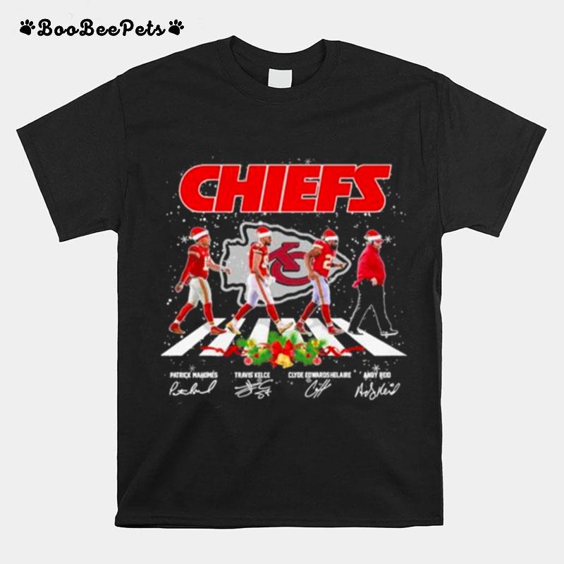 Kansas City Chiefs Patrick Mahomes Travis Kelce And Andy Reid Abbey Road Christmas T-Shirt