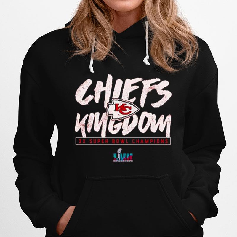 Kansas City Chiefs Super Bowl Lvii Chiefs Kingdom 3X Super Bowl Champions Hoodie