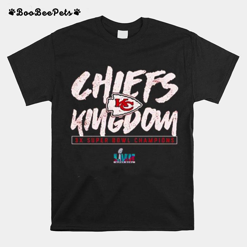 Kansas City Chiefs Super Bowl Lvii Chiefs Kingdom 3X Super Bowl Champions T-Shirt