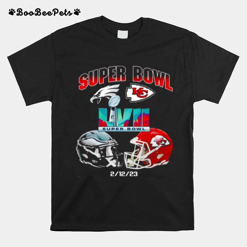 Kansas City Chiefs Vs Philadelphia Eagles Super Bowl 57 Lvii Matchup Helmet T-Shirt