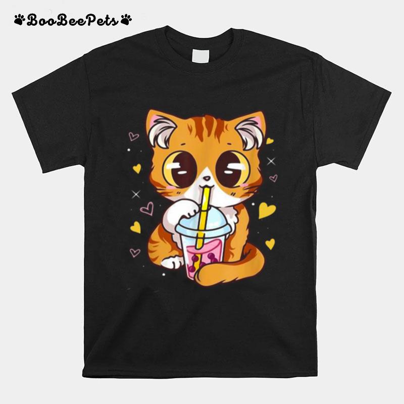 Kawaii Cat Boba Bubble Milk Tea Anime Neko Kitten T-Shirt