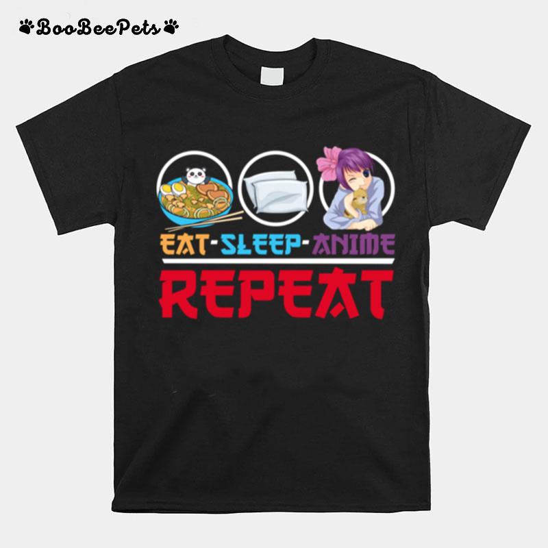 Kawaii Japanese Ramen Panda Eat Sleep Anime Repeat Anime T-Shirt