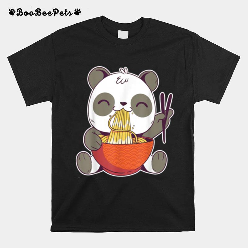 Kawaii Panda Eating Ramen Noodles T-Shirt