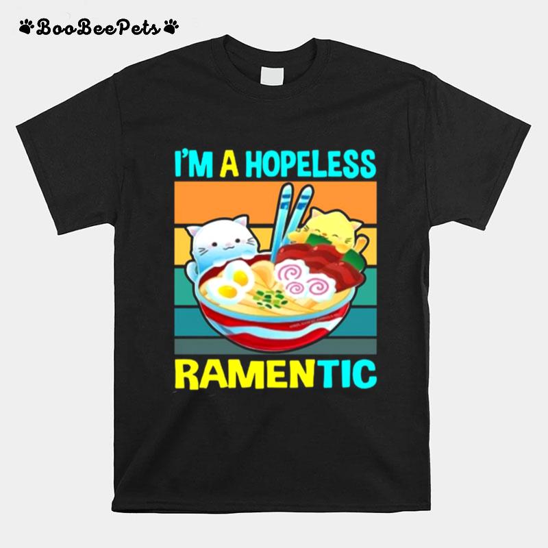 Kawaii Ramen Cat Noodles Im A Hopeless Ramentic Vintage T-Shirt