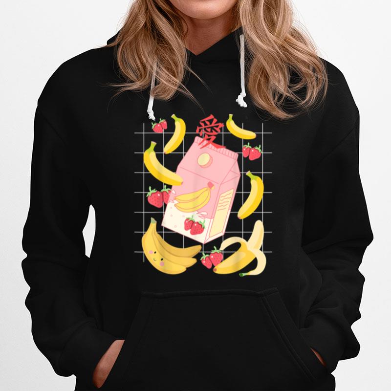 Kawaii Strawberry Banana Milk Carton Retro 90S Japanese Hoodie