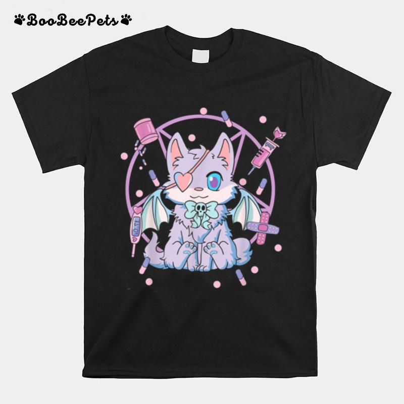 Kawaii Witchy Cat Cute Pastel Goth Creepy Cat Yami Kitty T-Shirt