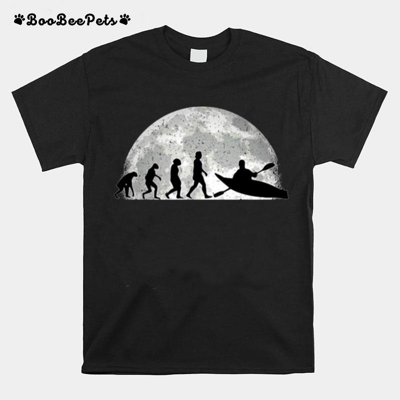 Kayak Evolution Moon Kayakers Paddling Canoe T-Shirt