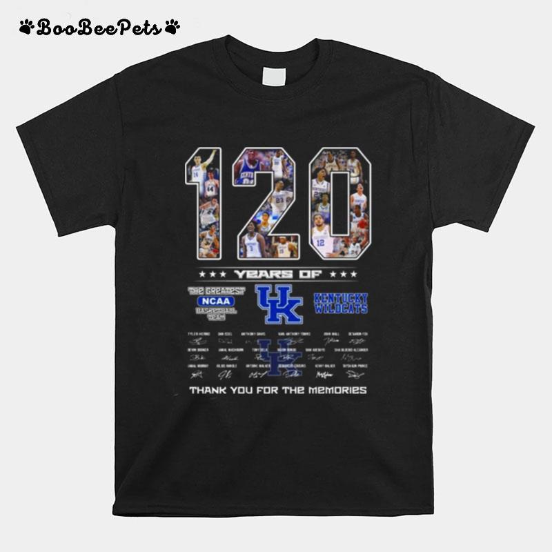 Kentucky Wildcats 120 Years Of The Greats Ncaa Basketball Team Thank You For The Memories Signatures T-Shirt