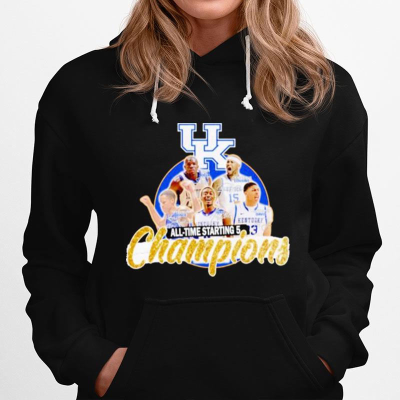 Kentucky Wildcats All Time Starting 5 Champions Signatures Hoodie