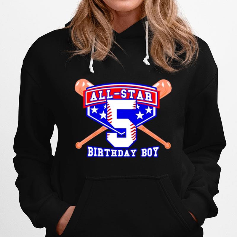 Kids All Star Baseball 5 Year Old Birthday Boy Hoodie