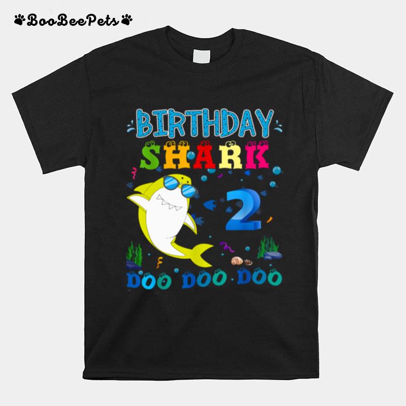 Kids Birthday Shark 2 Years Old 2Nd Birthday T-Shirt