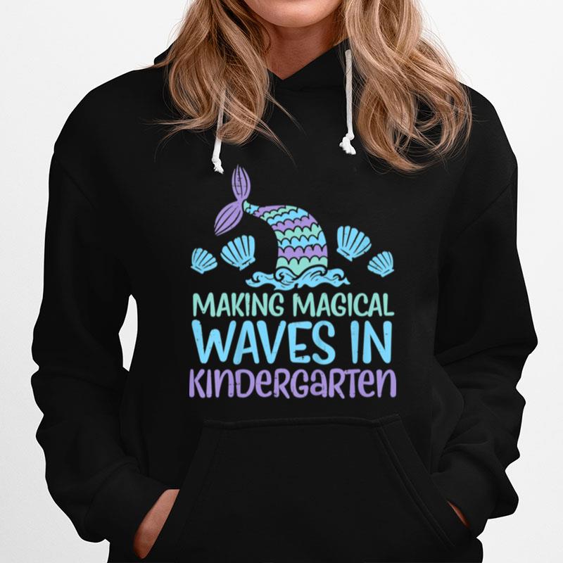 Kids Making Magical Waves In Kindergarten Mermaid First Day Girls Hoodie