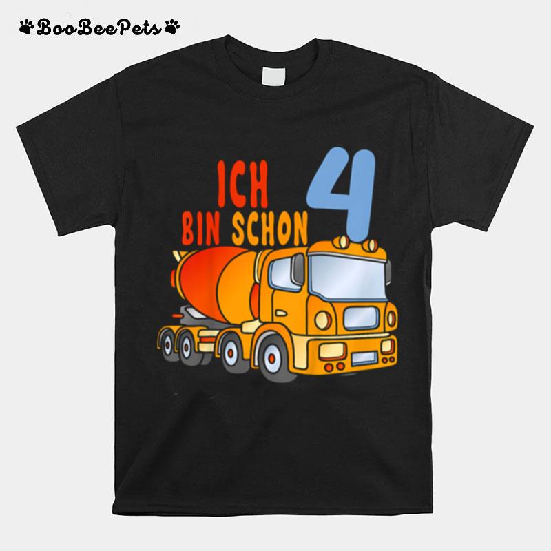 Kinder Ich Bin Schon 4 Junge Lkw Zementmischer T-Shirt