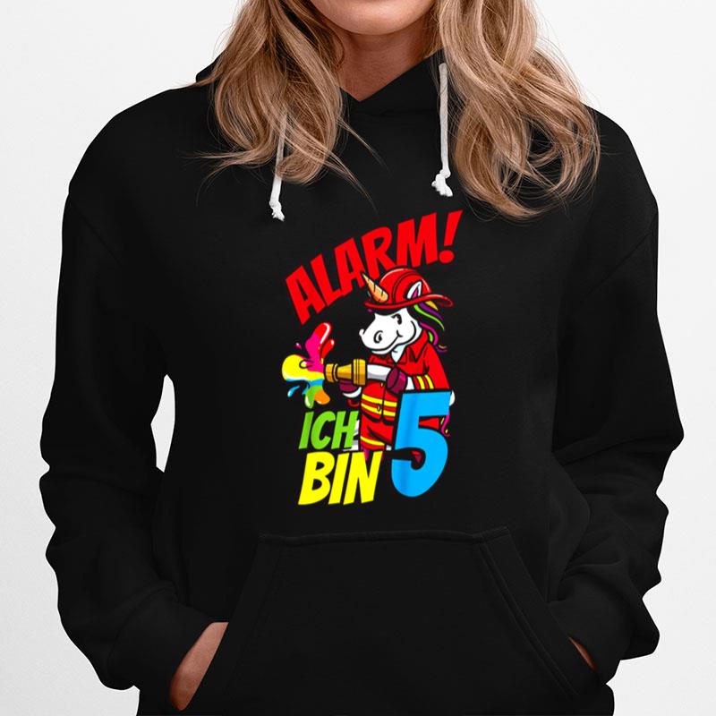 Kinder Kindergeburtstag 5 Jahre Alt Alarm Einhorn Feuerwehr Design Hoodie