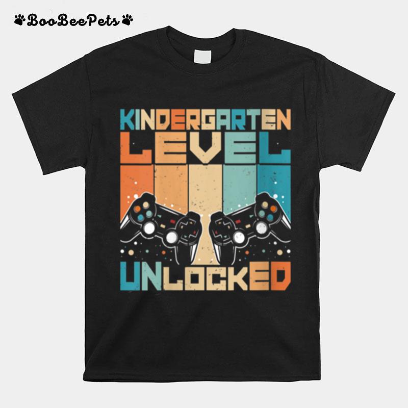 Kindergarten Level Unlocked Video Gamer Back To School Boy T-Shirt