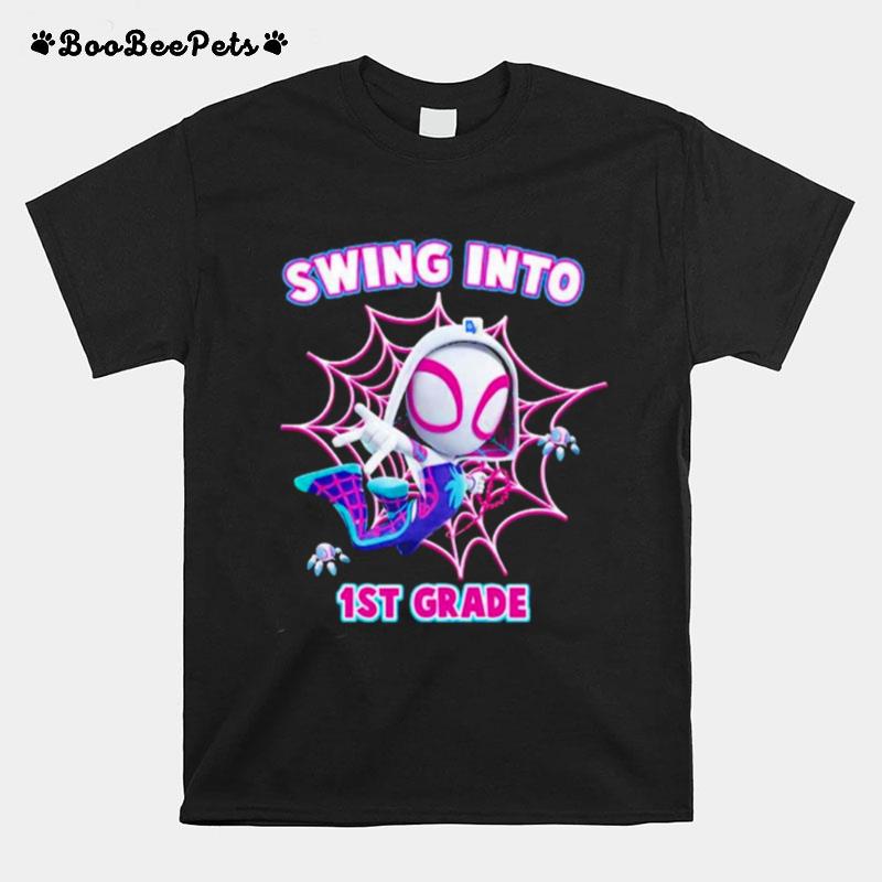 Kindergarten Teacher Spider Gwen Swing Into 1St Grade Back To School T-Shirt