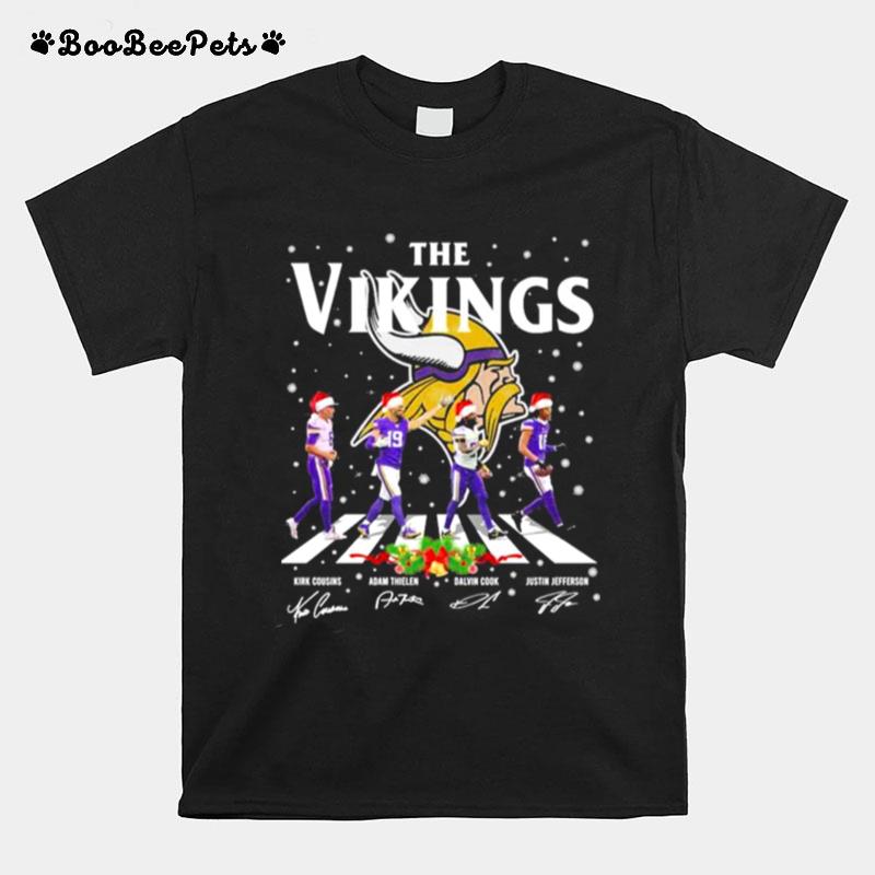 Kirk Cousins Adam Thielen Dalvin Cook And Justin Jefferson The Viking Abbey Road Merry Christmas T-Shirt