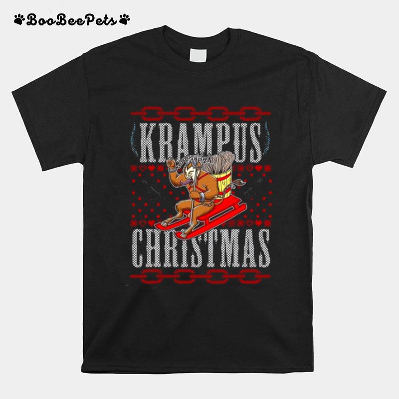 Krampus Christmas Sledding T-Shirt