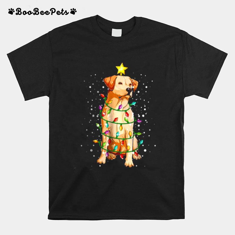 Labrador Retriever Dog Christmas Tree Lights Pajamas Xmas T-Shirt