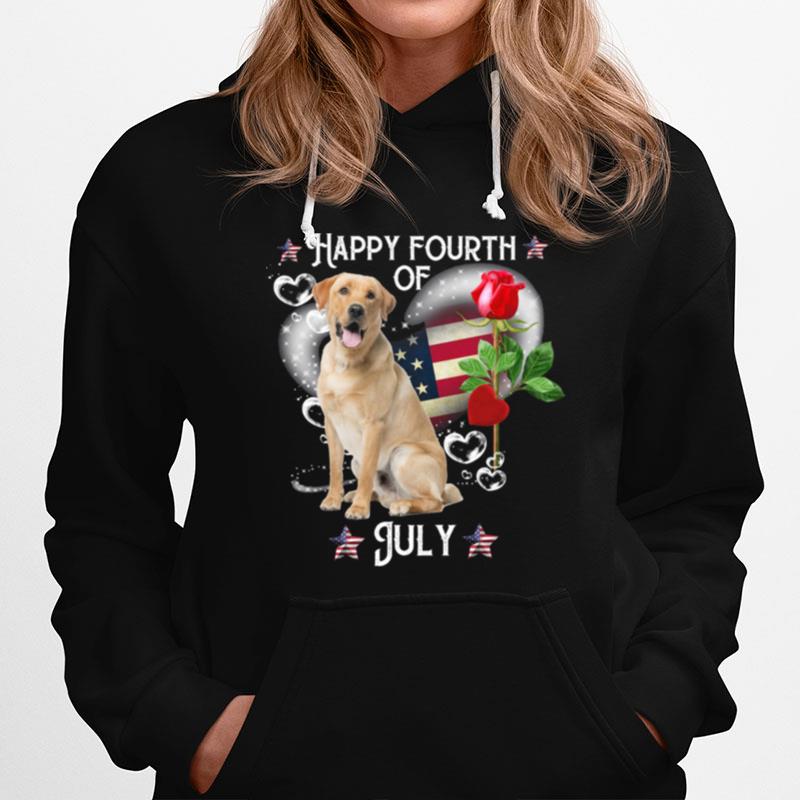 Labrador Retriever Happy Fourth Of July Black Standard American Flag Hoodie