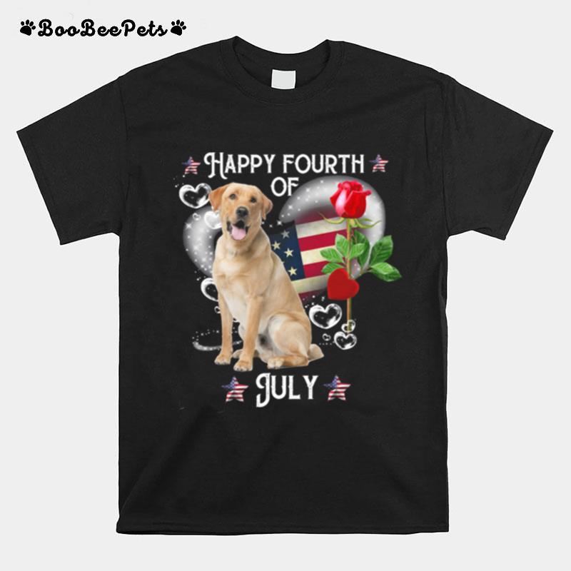 Labrador Retriever Happy Fourth Of July Black Standard American Flag T-Shirt
