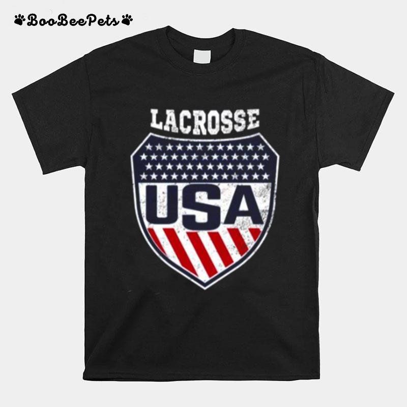 Lacrosse Womens National Team Logo With Usa Flag Colors Tri Blend T-Shirt